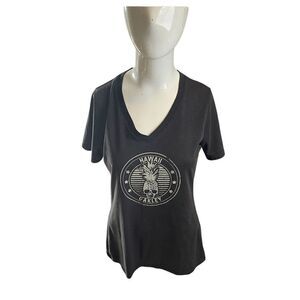 Oakley Hawaii T-Shirt V Neck Short Sleeves 100% Cotton Sz S Black